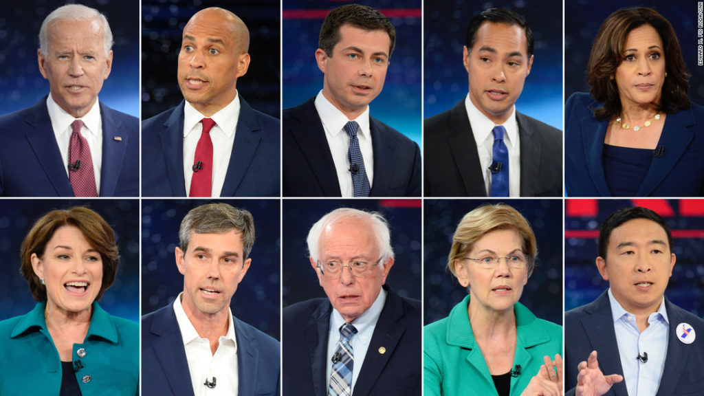 10 dei candidati alle primarie del partito democratico hanno partecipato a un dibattito sul cambiamento climatico organizzato dalla CNN