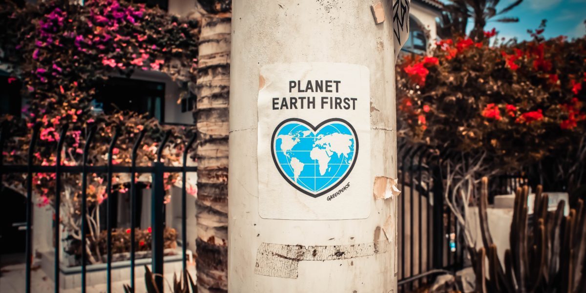 Un manifesto recita: "prima il pianeta terra".
